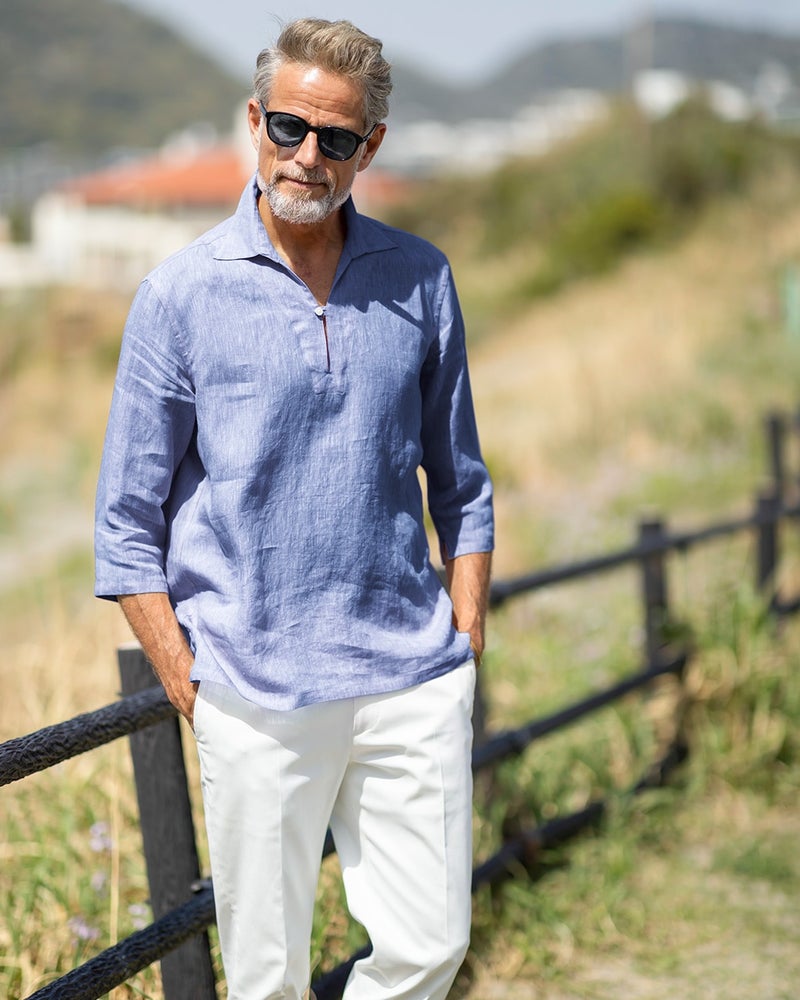 リネンシャンブレースキッパー七分袖 40代50代からのレディース メンズファッション通販 Doclasse ドゥクラッセ