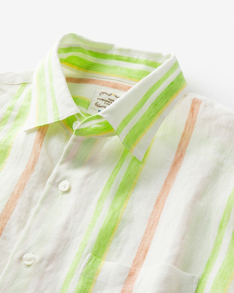 リネンシャンブレーシャツ半袖 詳細画像 グリーン・パターン 2