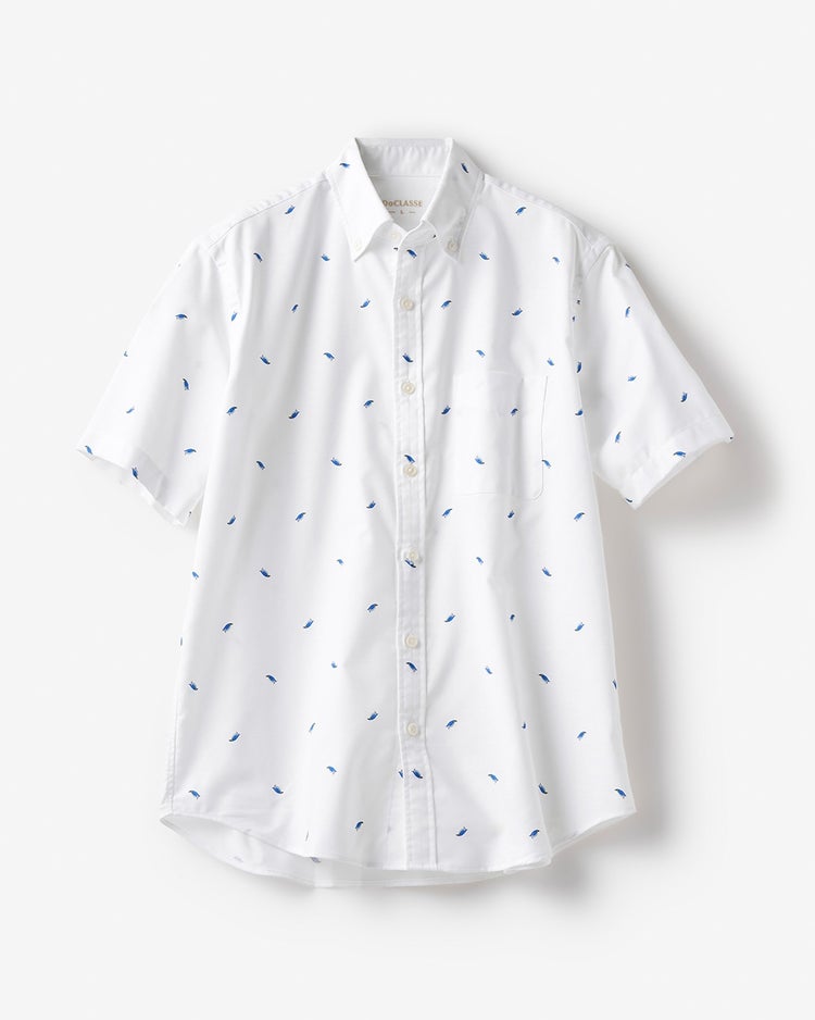 ピュアファイン＋シャツ半袖/ボタンダウン 詳細画像 ホワイト・パターン 4