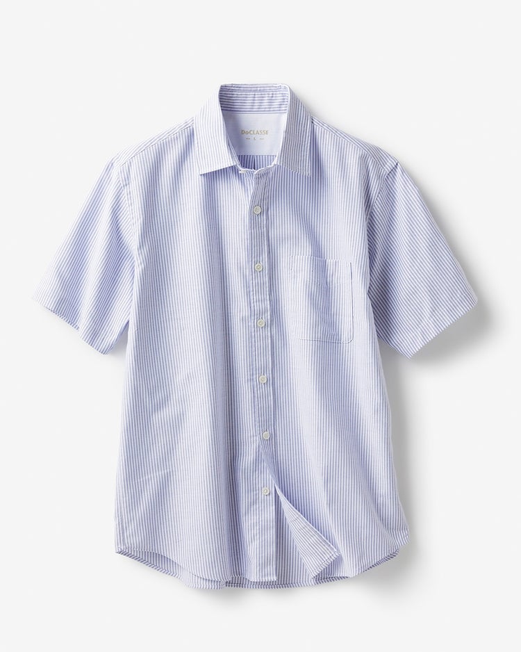 ピュアファイン＋シャツ半袖/レギュラー襟 詳細画像 ブルーストライプ 1