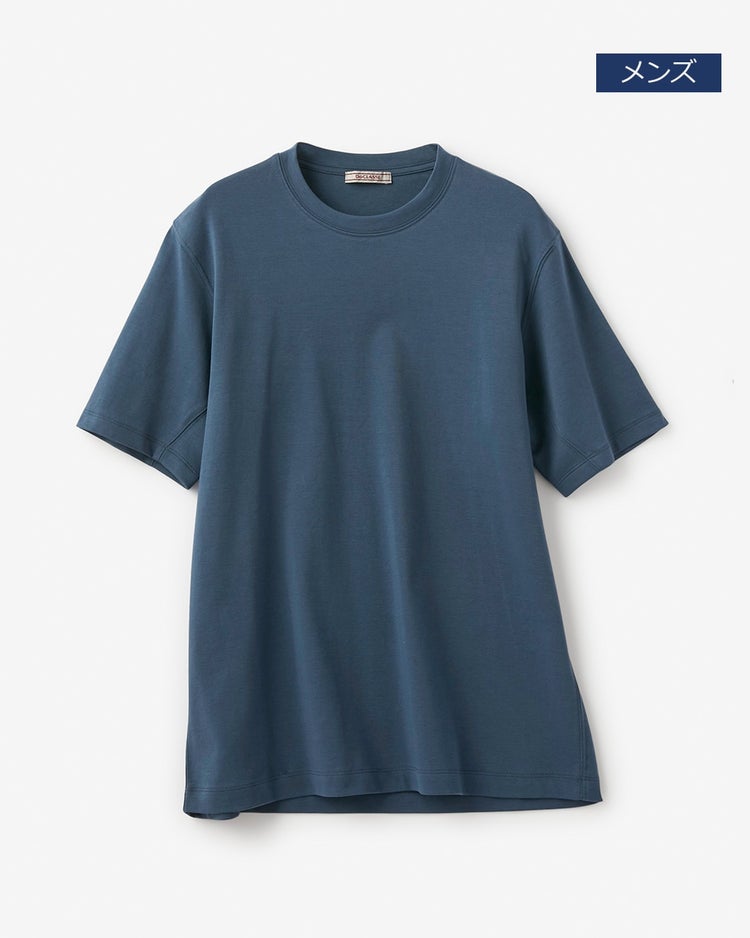 クルーネック／袖下ダブル・ドゥクラッセTシャツ(メンズ) 詳細画像 ライトネイビー 1