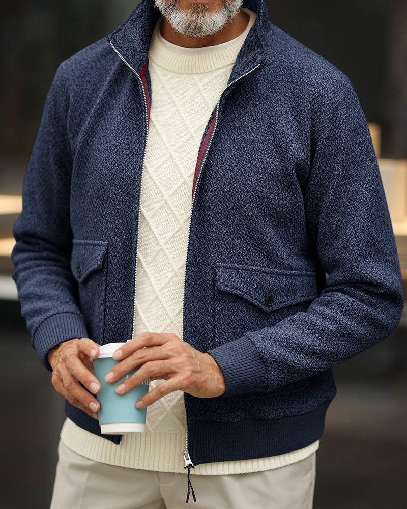 ヘリンボーンニットブルゾン/40代50代からのレディース・メンズファッション通販 DoCLASSE(ドゥクラッセ)