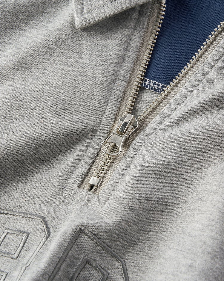 太番手コットン・ロゴ刺繍ハーフジップ 詳細画像 グレー 2