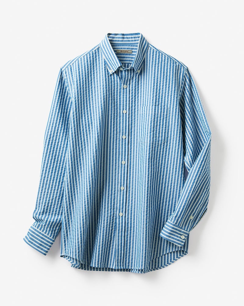 シアサッカーCOOLMAXシャツ長袖/40代50代からのレディース・メンズファッション通販 DoCLASSE(ドゥクラッセ)