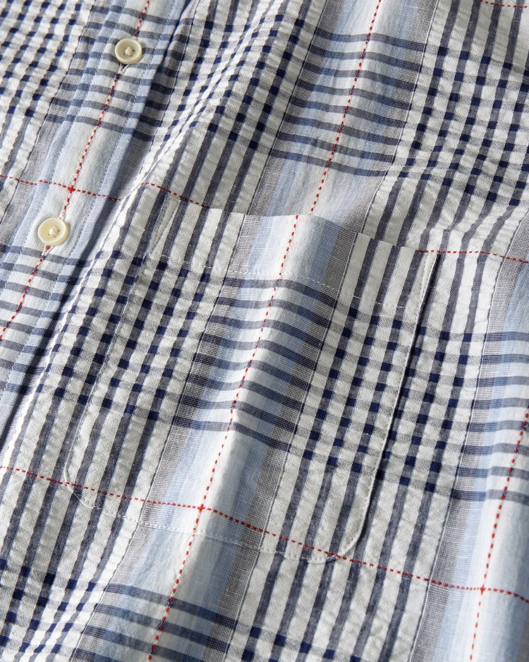 シアサッカーCOOLMAXシャツ長袖 詳細画像 ネイビー×ブルー 5