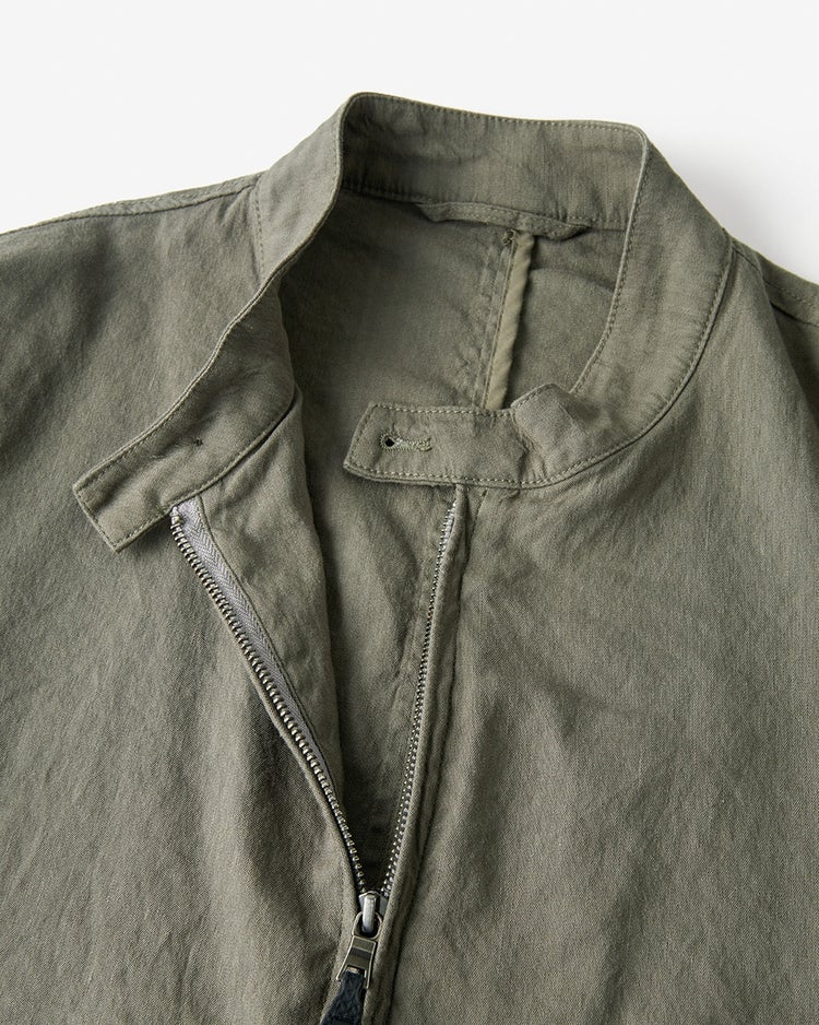 リネンストレッチライダースブルゾン 詳細画像 カーキ 2