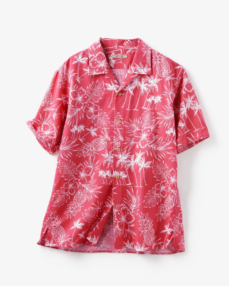 綿麻ハワイ柄半袖シャツ 詳細画像 ピンク・パターン 1