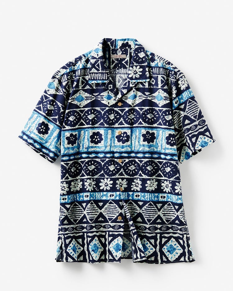綿麻ハワイ柄半袖シャツ 詳細画像 ネイビーパターン 1