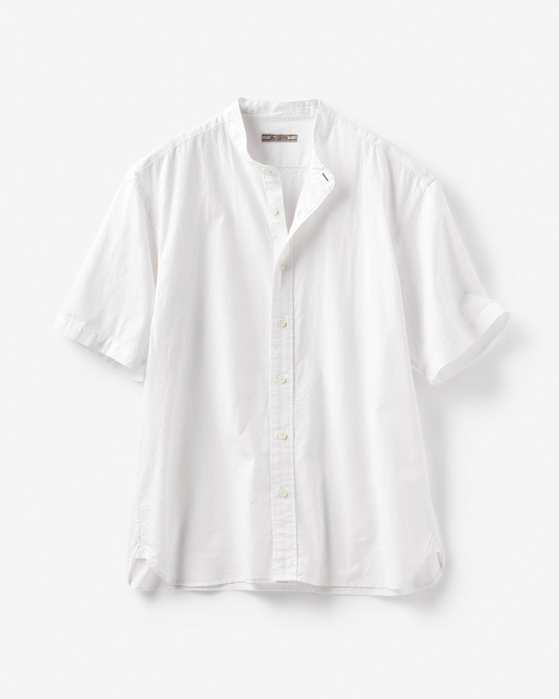 コットンリネンバンドカラー半袖シャツ/40代50代からのレディース・メンズファッション通販 DoCLASSE(ドゥクラッセ)