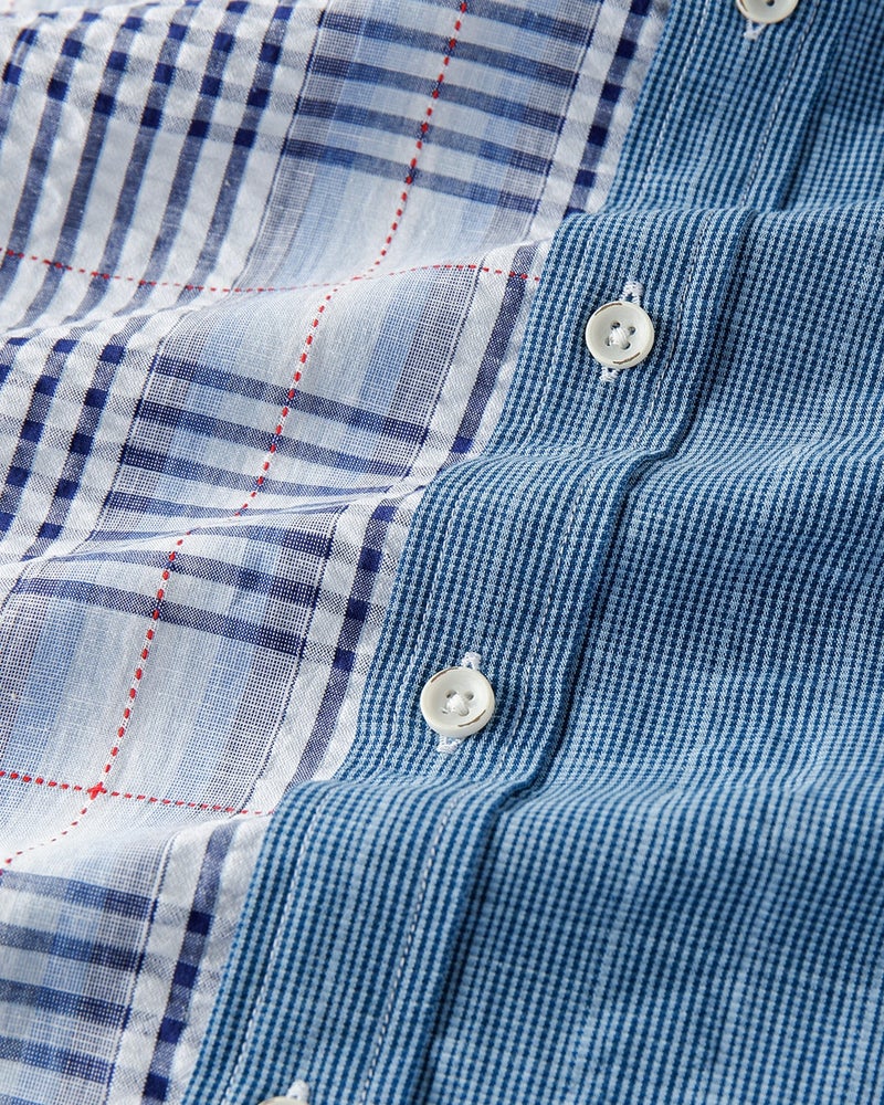 リネンシアサッカー半袖クレイジーパターンシャツ 詳細画像 ブルー・パターン 6