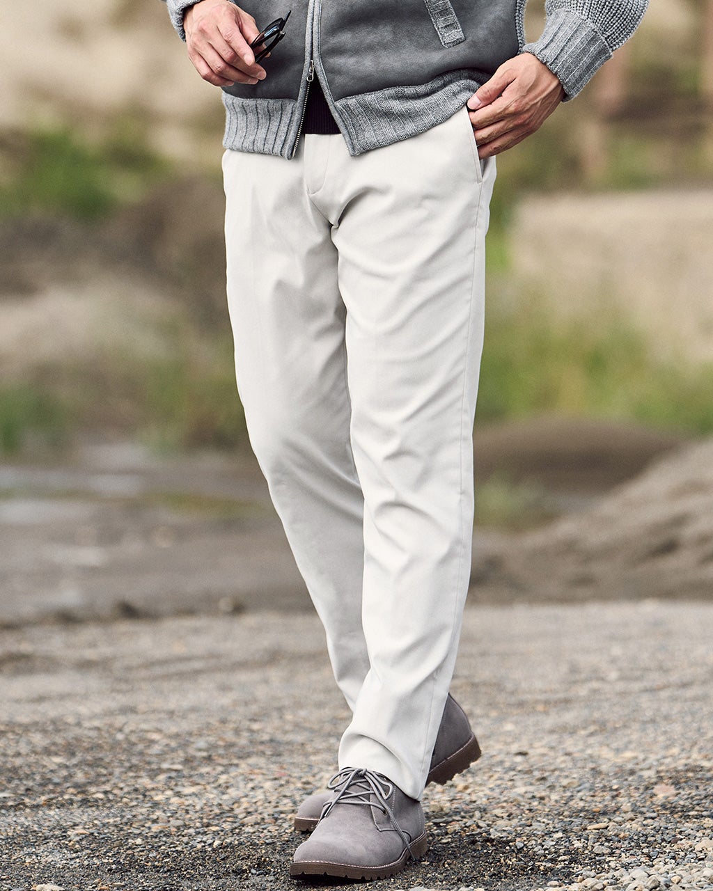 裏起毛ストレッチパンツ／ノータック/40代50代からのメンズ