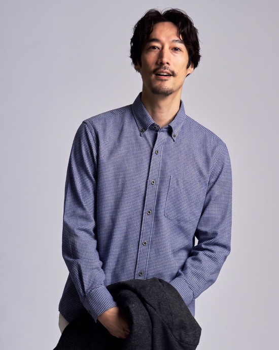 両面起毛ドレスネルシャツ