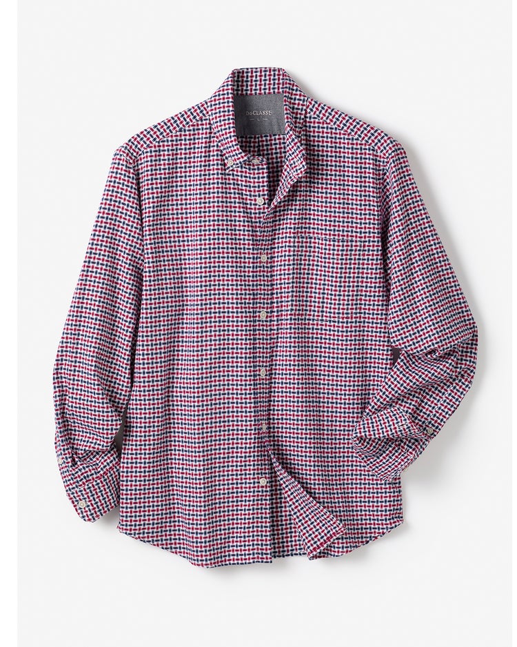 両面起毛フランネル長袖 詳細画像 レッドxネイビー 3