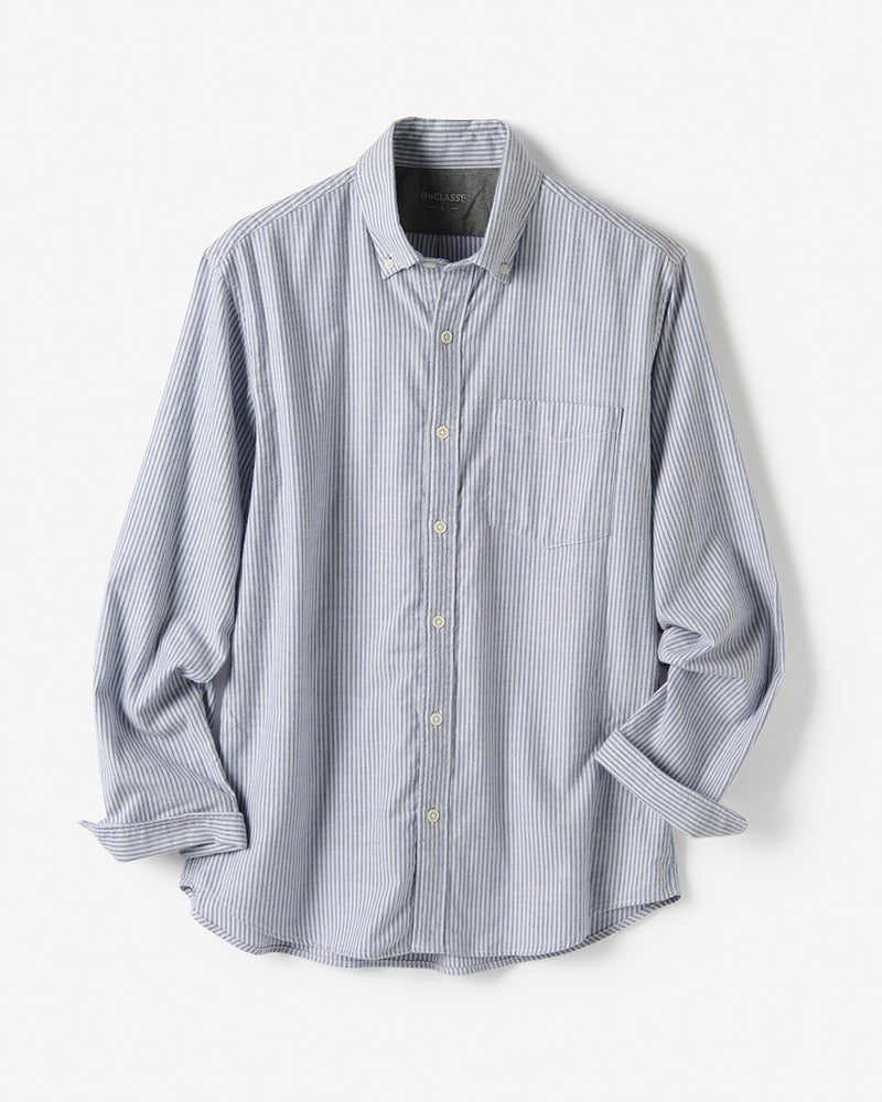 両面起毛フランネル長袖 詳細画像 インクブルーストライプ 3