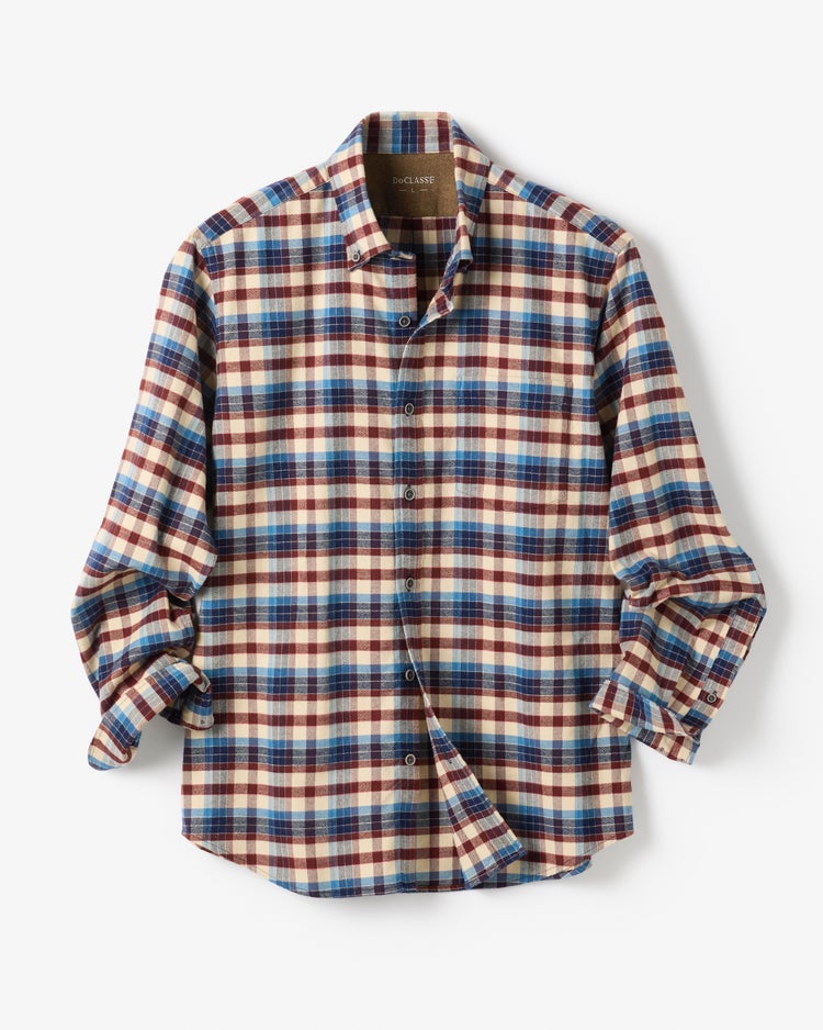 両面起毛フランネル長袖 詳細画像 ブラウン×ネイビー 3