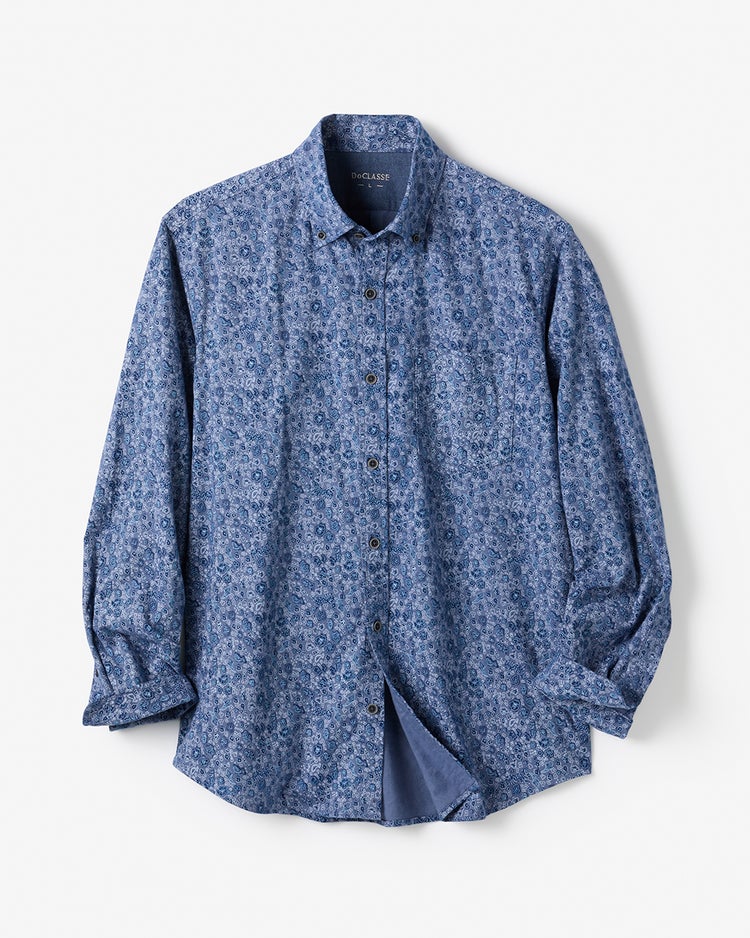 両面起毛フランネル長袖 詳細画像 レオパード・ネイビー 3