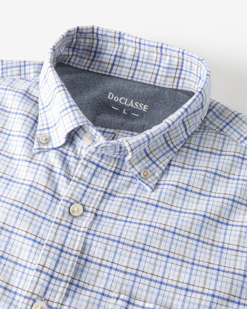 両面起毛 上品フランネルシャツ長袖 詳細画像 ホワイトxブルー 3