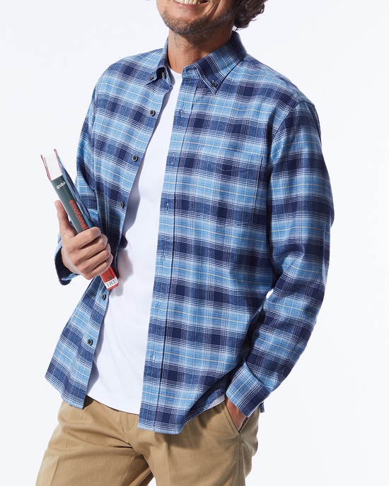 両面起毛 上品フランネルシャツ長袖