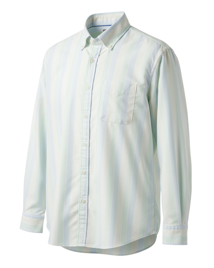 先染ピュアファインオックスシャツ長袖 詳細画像 ティール 3