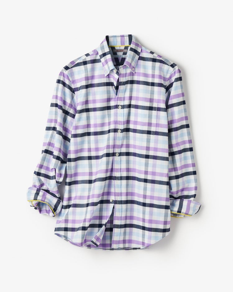 先染ピュアファインオックスシャツ長袖 詳細画像 パープルチェック 3