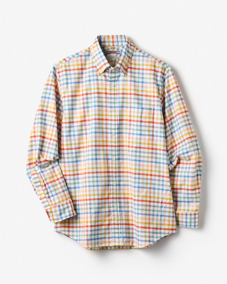 ピュアファイン・先染めオックスシャツ 長袖 詳細画像 オレンジチェック 3