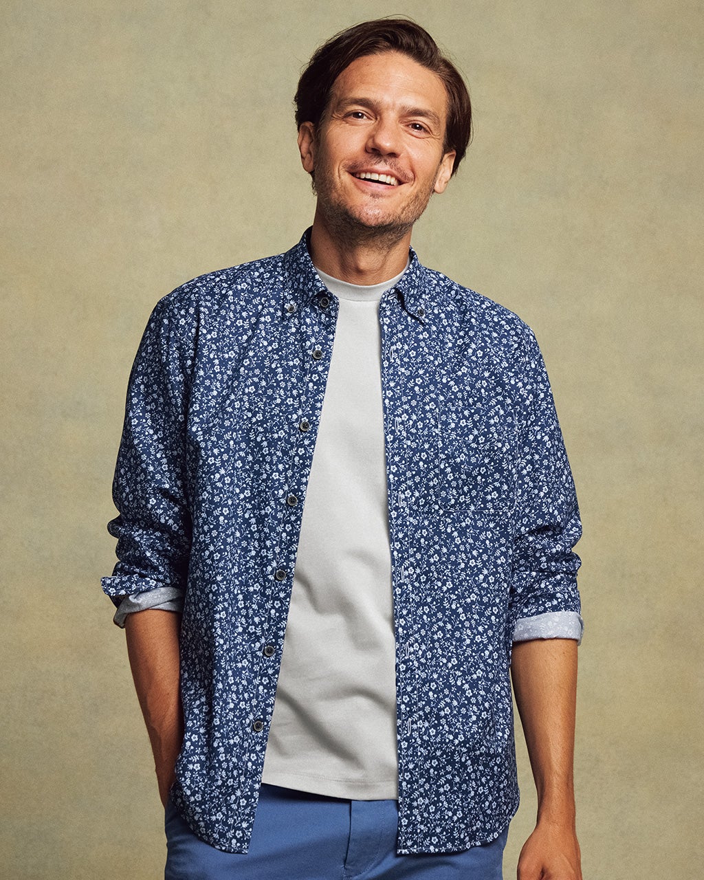 ピュアファイン・先染めオックスシャツ 長袖/40代50代からのメンズ