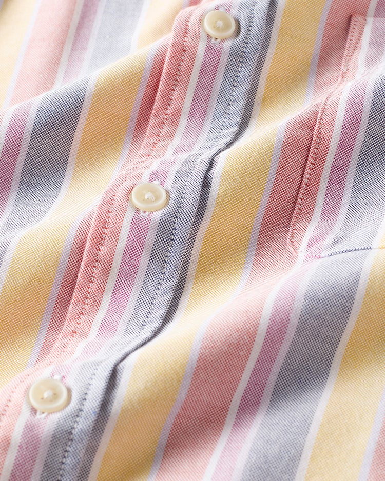 ピュアファイン・先染めオックスシャツ 半袖 詳細画像 イエローマルチ 2