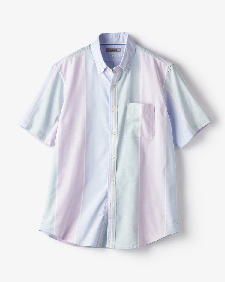 ピュアファインオックスシャツ半袖 詳細画像 ピンク・パターン 1