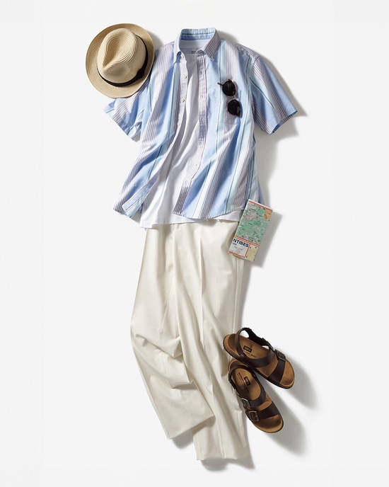 ピュアファイン・先染めオックスシャツ 半袖