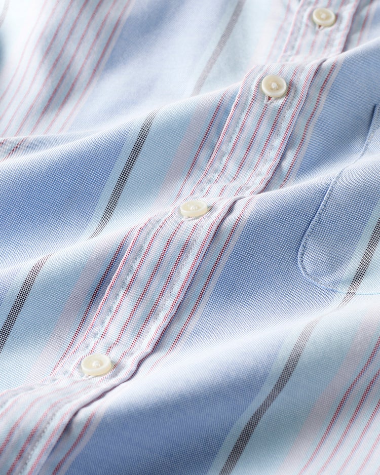 ピュアファイン・先染めオックスシャツ 半袖 詳細画像 サックス&times;ブルー 3