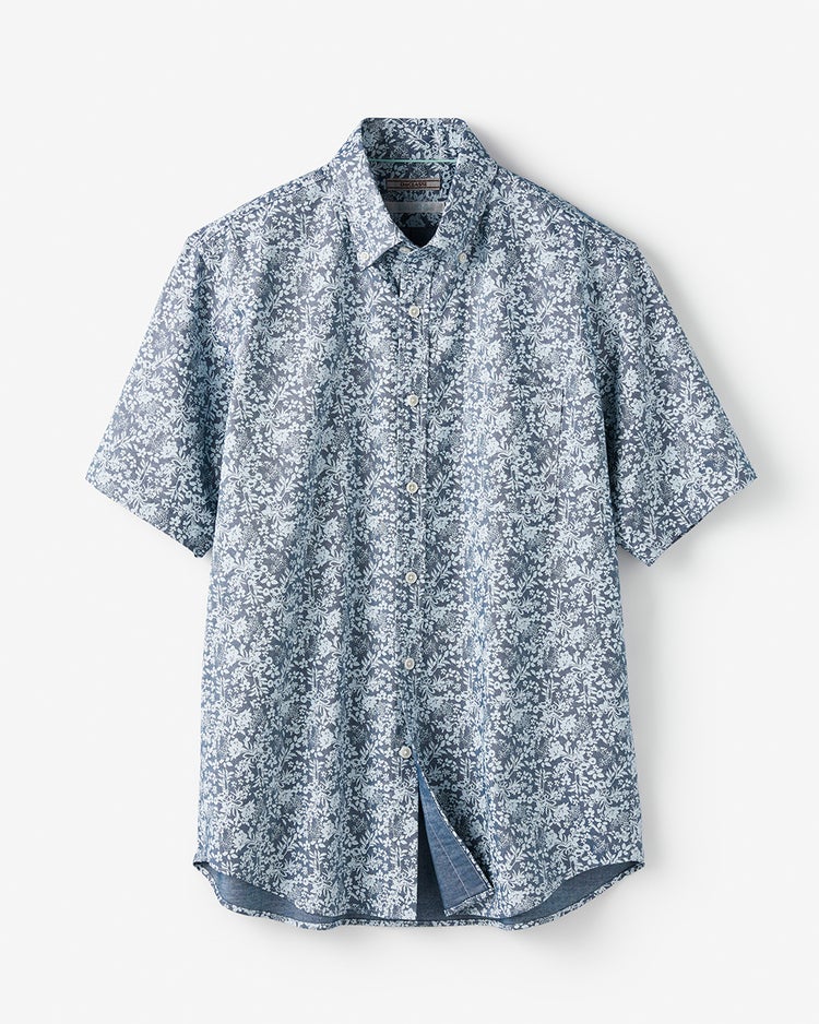 ピュアファイン・先染めオックスシャツ 半袖 詳細画像 インディゴフラワー 1