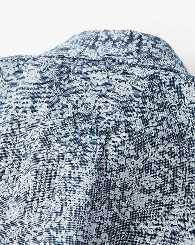 ピュアファイン・先染めオックスシャツ 半袖 詳細画像 インディゴフラワー 3