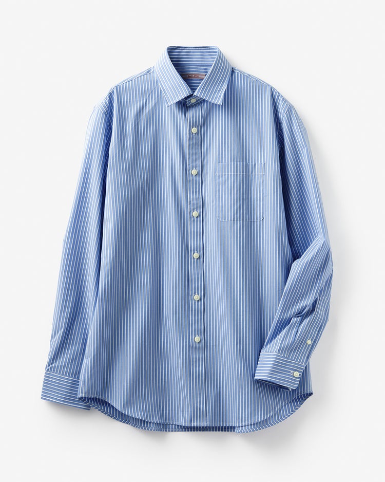 100双糸・プレミアムコットンシャツ 詳細画像 ブルー&times;ホワイト 5