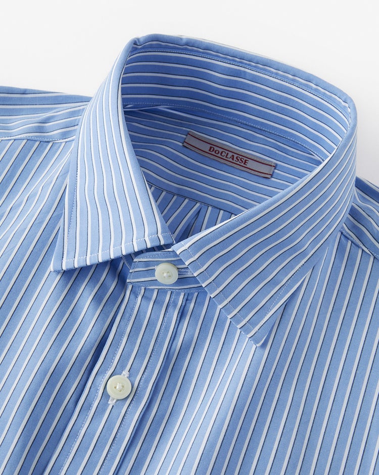 100双糸・プレミアムコットンシャツ 詳細画像 ブルー&times;ホワイト 6