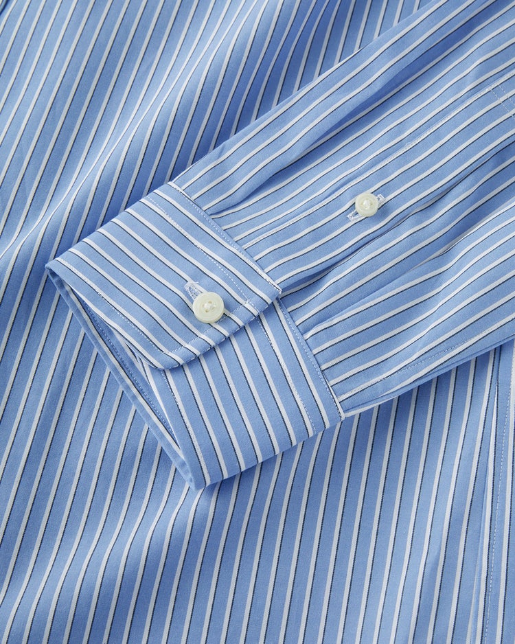 100双糸・プレミアムコットンシャツ 詳細画像 ブルー&times;ホワイト 7