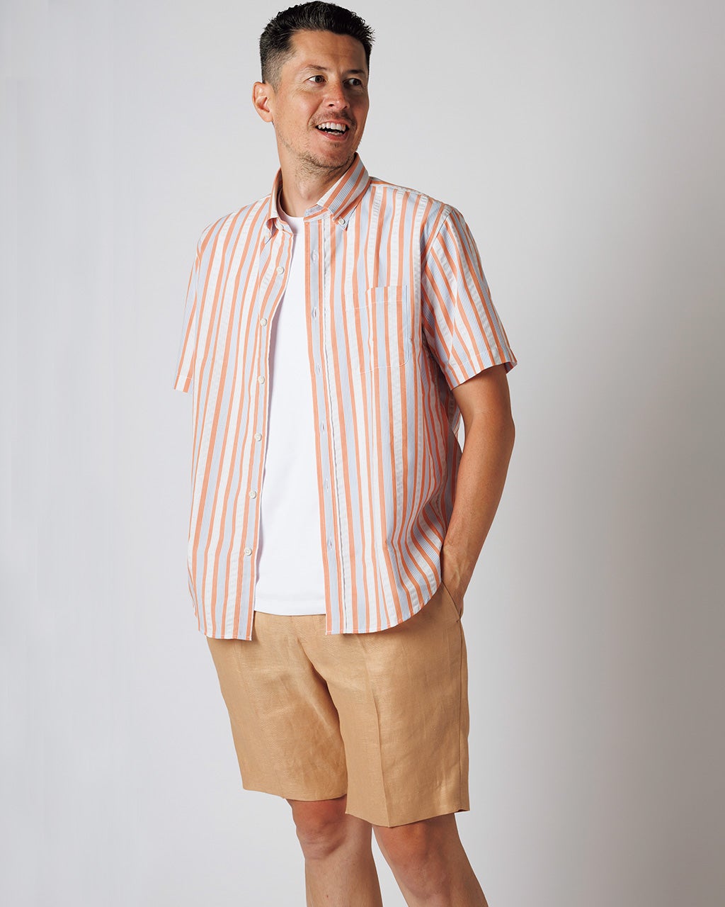 Malbon 半袖シャツ×ショートパンツ ベージュコーデ 夏ラウンドに☘️美品 楽天市場】3色 ショートパンツ きれいめ カジュアル 無地 パンツ