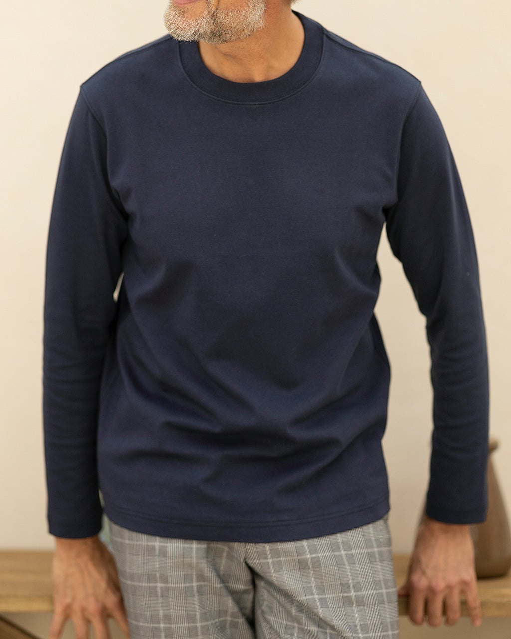 ダブルフロントクルーネック長袖・ ドゥクラッセT/40代50代から