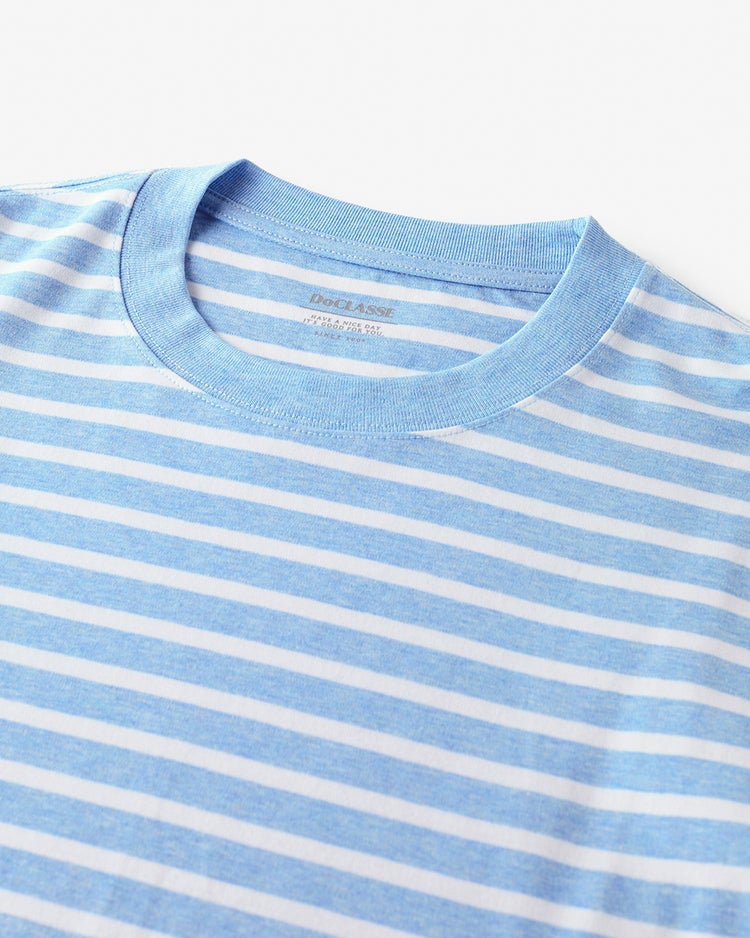 半袖クルーネック・ドゥクラッセT 詳細画像 杢サックス&times;ホワイト 2