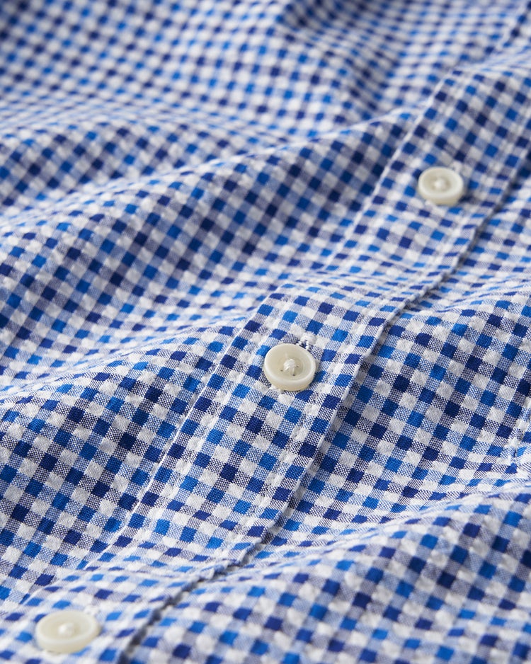 ライトコットン先染めシアサッカー長袖 詳細画像 ネイビー&times;ブルー 2