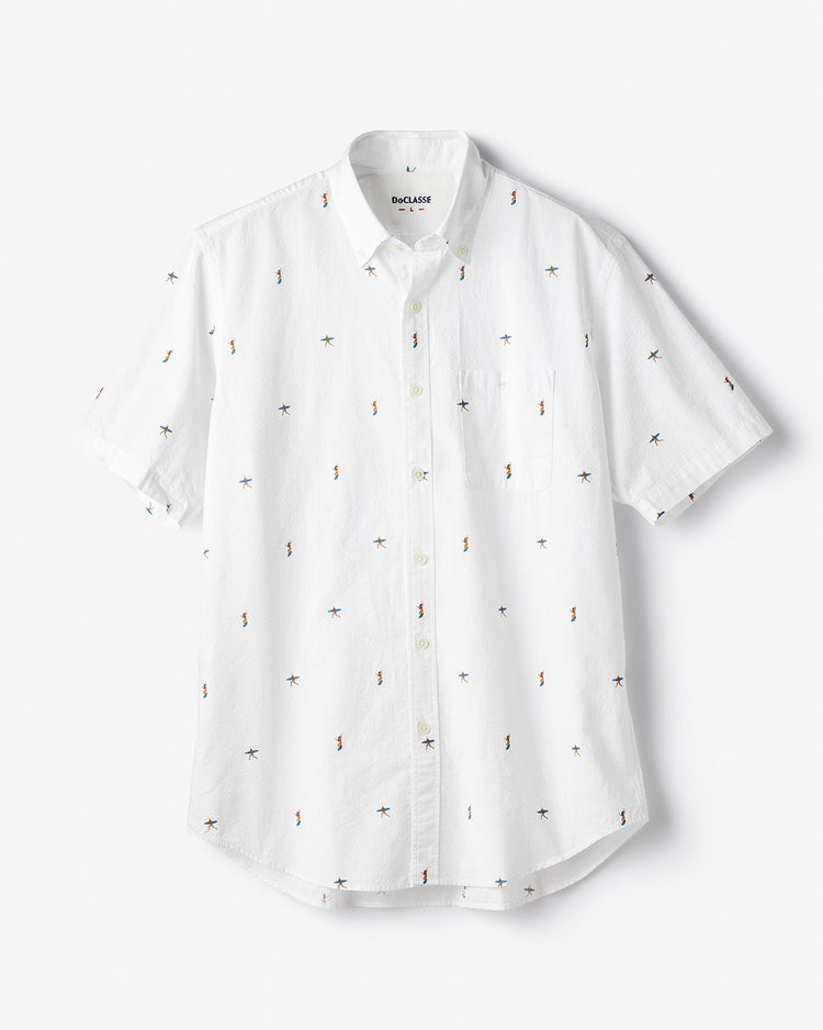 ライトコットン・シアサッカーシャツ半袖 詳細画像 ホワイト・パターン2 1