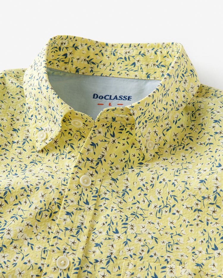 ライトコットン・シアサッカーシャツ半袖 詳細画像 イエローパターン 2