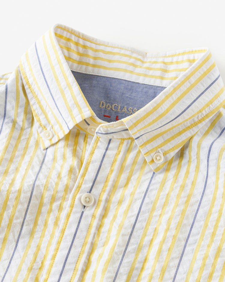 ライトコットン・シアサッカーシャツ半袖 詳細画像 イエローストライプ 2
