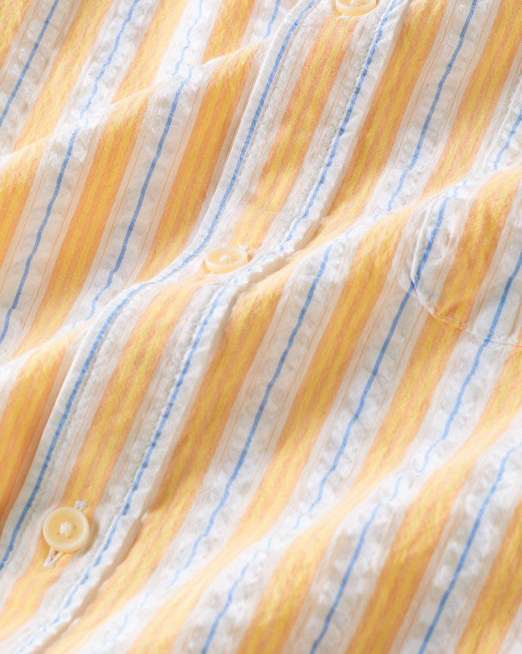 ライトコットン先染めシアサッカー半袖 詳細画像 ソフトマスタード 2