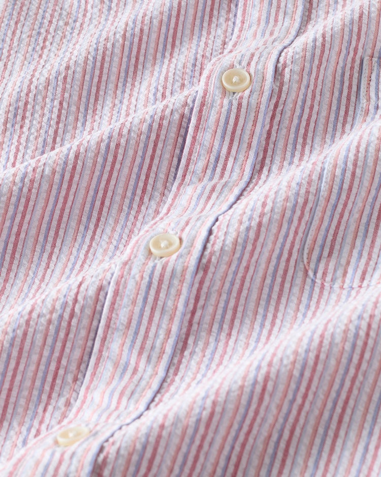 ライトコットン先染めシアサッカー半袖 詳細画像 レッドストライプ 2