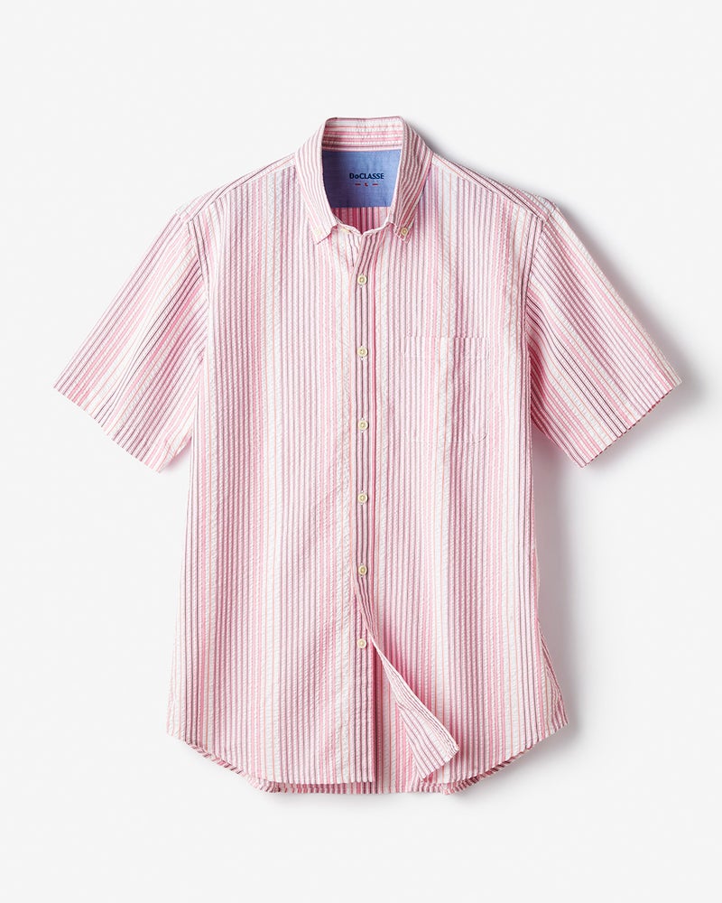 ライトコットン・シアサッカーシャツ半袖 詳細画像 ピンク×ホワイト 1