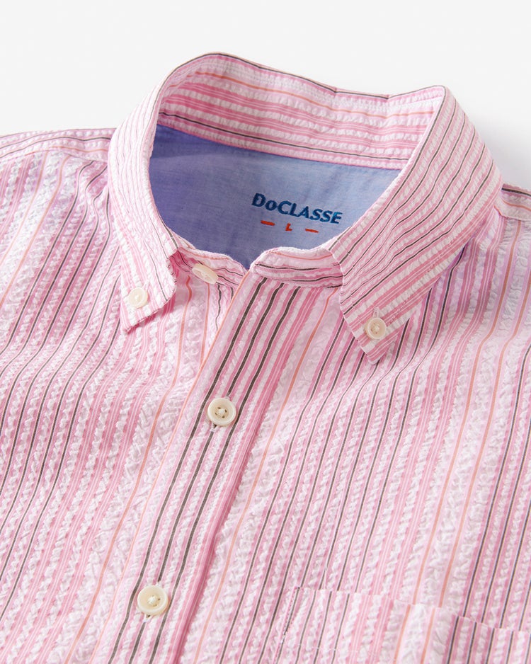 ライトコットン・シアサッカーシャツ半袖 詳細画像 ピンク×ホワイト 2