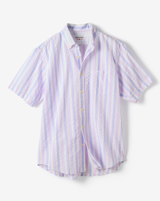 ライトコットン先染めシアサッカー半袖