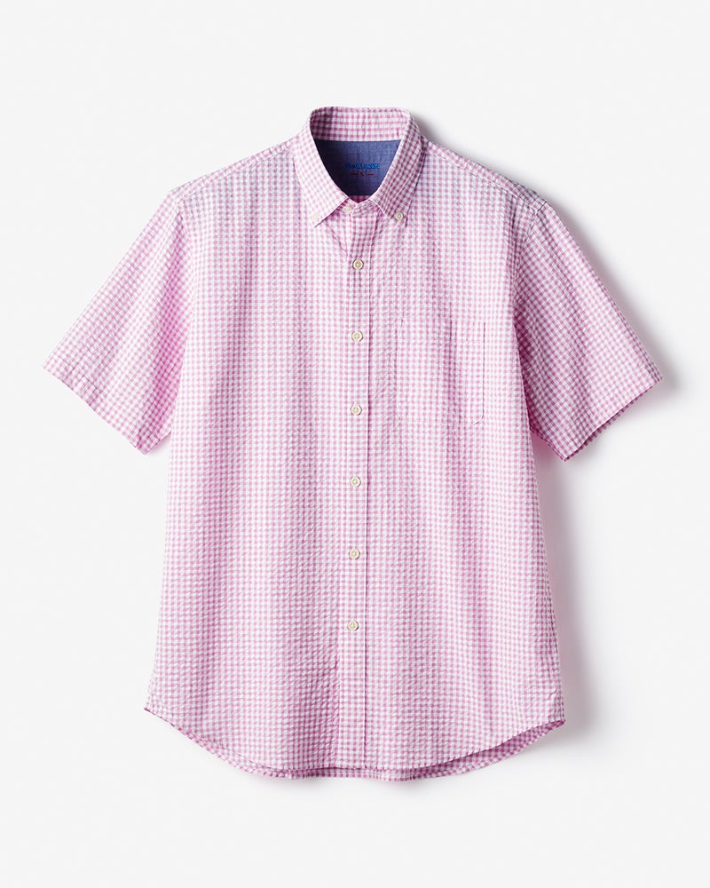 ライトコットン・シアサッカーシャツ半袖 詳細画像 ピンクギンガム 1