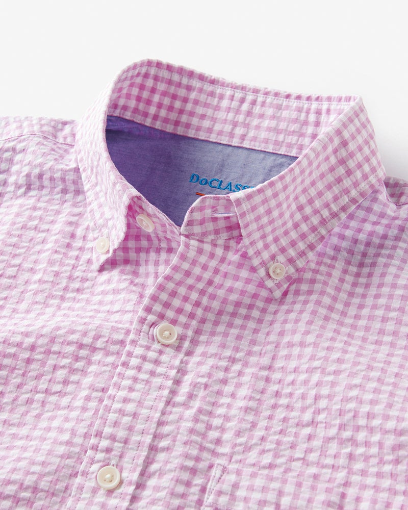 ライトコットン・シアサッカーシャツ半袖 詳細画像 ピンクギンガム 2
