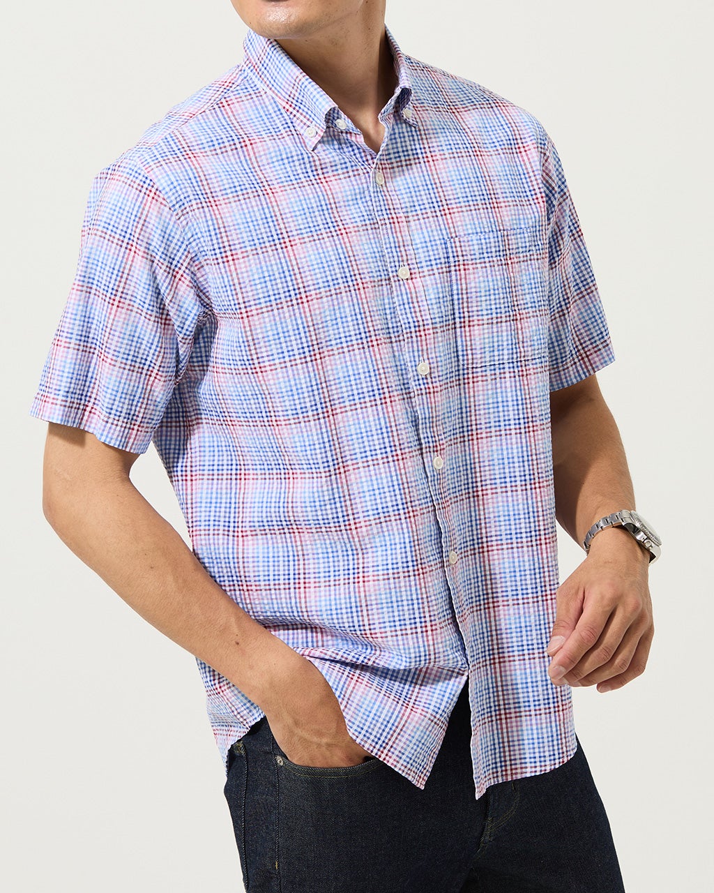 GASENADA 半袖シャツ 50s 60s ナイロン　シアサッカー　シャツ fit=scale-down,w=1200